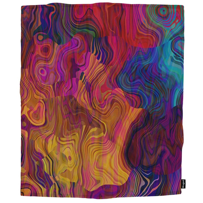 Mugod Colorful Chaotic Waves Throw Blanket Purple Fuchsia Pink Red Orange Gold Blue Rainbow Pattern Decorative Soft Warm Cozy Flannel Plush Throws Blankets for Bedding Sofa Couch 50 X 60 Inch - Image 4